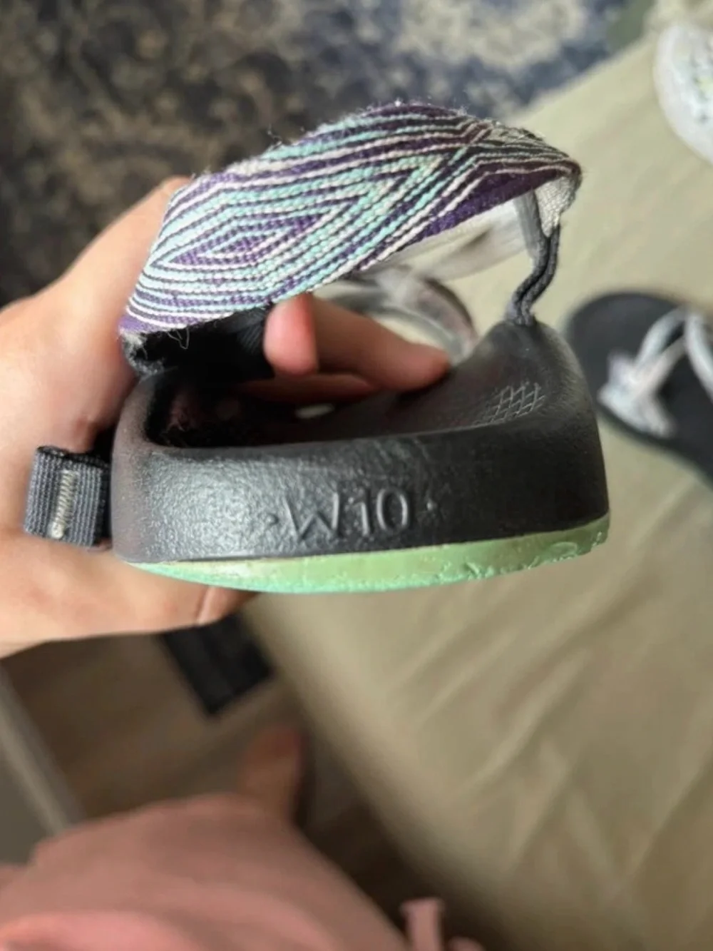 Granola Girl Chaco Outdoor Hiking Strappy Sandals with Purple & Teal Straps